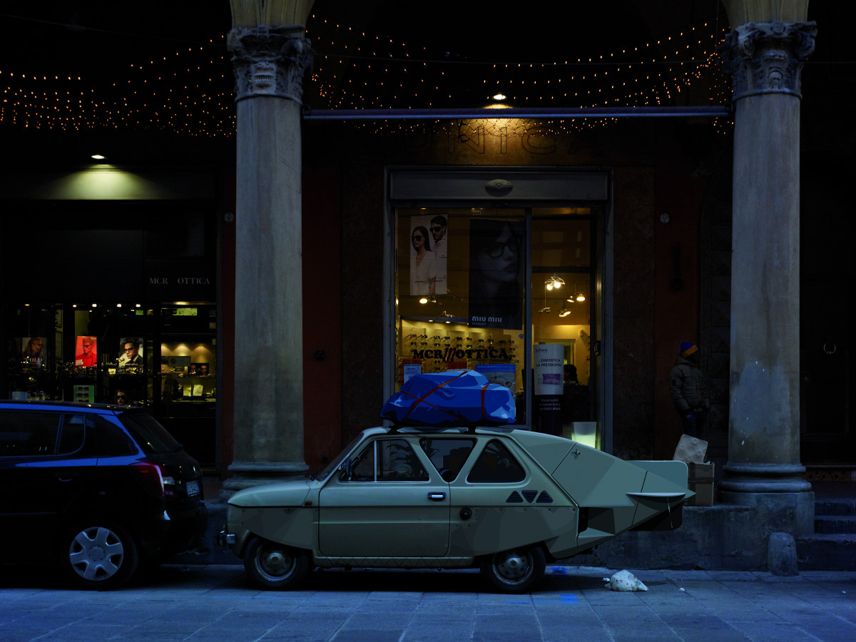 02_Alain-Bublex Alain Bublex, Paysage 214 (via emilia – Aerofiat), 2016 Épeuve aux encres pigmentaires sur papier 55 x 55 cm Courtoisie de l’artiste et de la Galerie GP & N Vallois, Paris