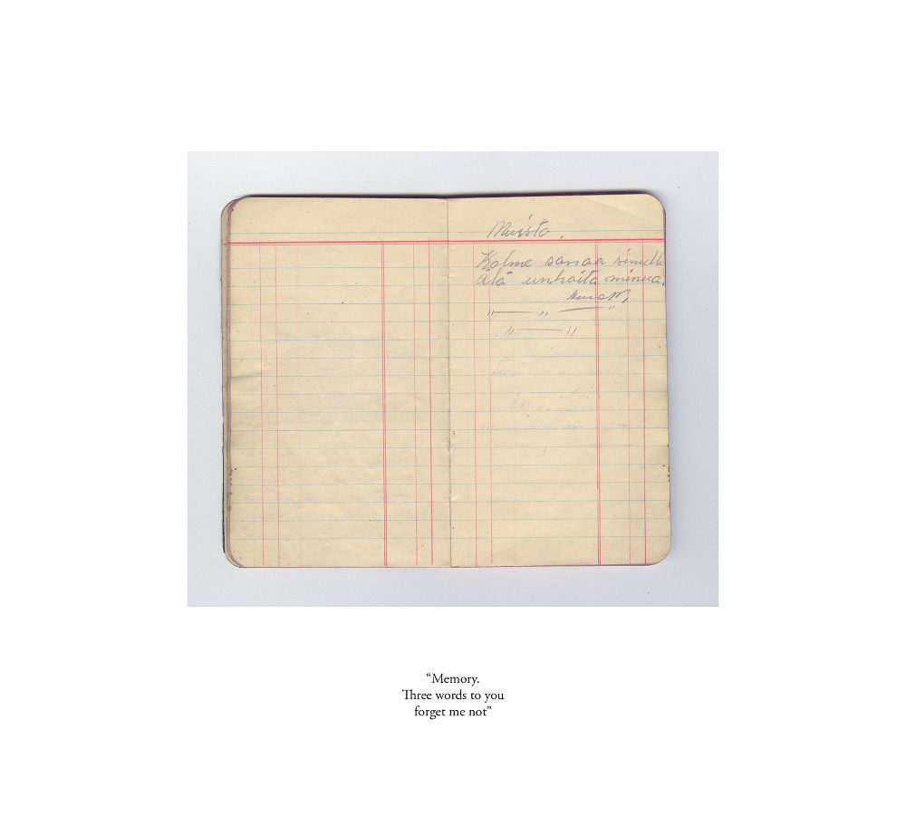 Kukka-Maria Rosenlund, Memory book (1940) 14,5×17,5 cm, Finland 2016, Pigment print, framed Courtesy Kukka-Maria Rosenlund