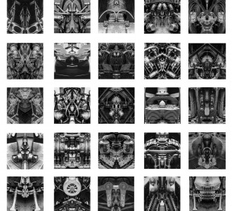 Rémy Markowitsch PSYCHOMOTOR, 2016 print (baryte paper), museum glass, PVC, wood, varnished iron 47 x 47 cm each, 25 parts Courtesy Galerie EIGEN + ART Leipzig/Berlin