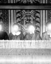 Emilia Martin, I don’t much like my daughter sewing, Sweden, 2024, a fragment of a photograph from the archive of the Landskrona museum, courtesy of the artist; Landskrona Museum Photographic Archive